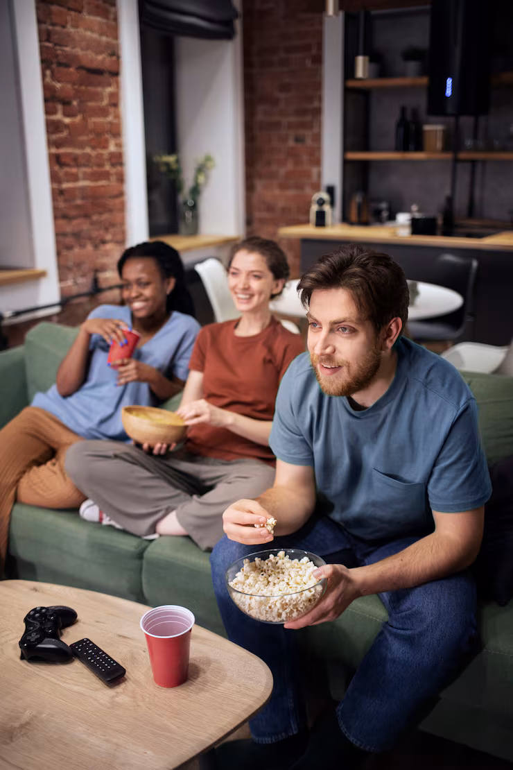Familia conectada en el hogar